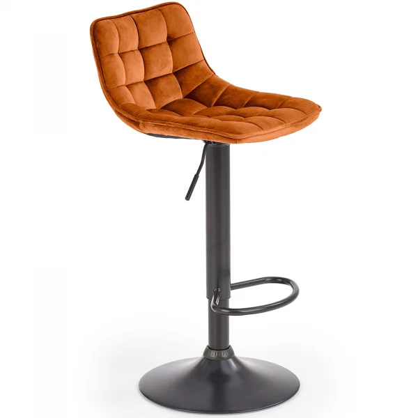 Sgabello imbottito regolabile in velluto arancio terracotta nero Fost