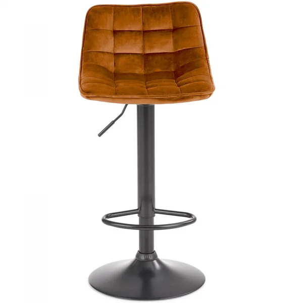 Sgabello imbottito regolabile in velluto arancio terracotta nero Fost
