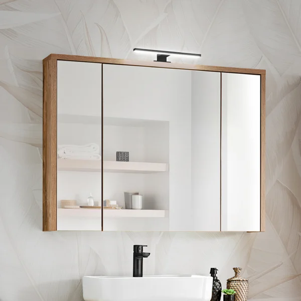 Specchio mobile contenitore 100x75cm 3 ante rovere Stony