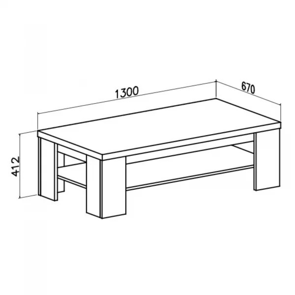 Tavolino da salotto 130x67cm 1 ripiano moderno bianco frassinato rovere Islen