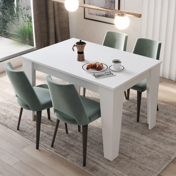 Tavolo da pranzo allungabile 120/160 cm moderno bianco opaco Orbis