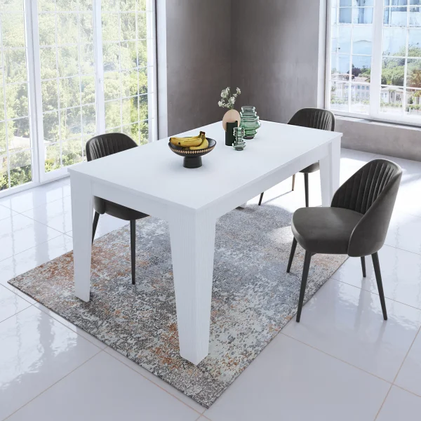 Tavolo da pranzo allungabile 120/160 cm moderno bianco opaco Orbis