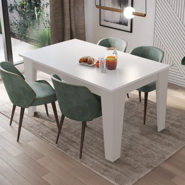 Tavolo da pranzo allungabile 140/200 cm moderno bianco opaco Orbis