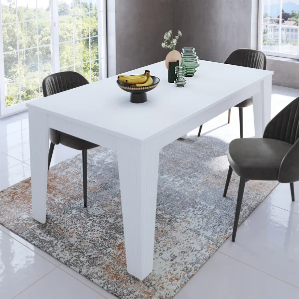 Tavolo da pranzo allungabile 140/200 cm moderno bianco opaco Orbis