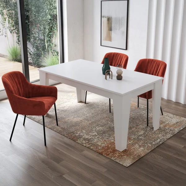 Tavolo da pranzo allungabile 160/220 cm moderno bianco opaco Orbis