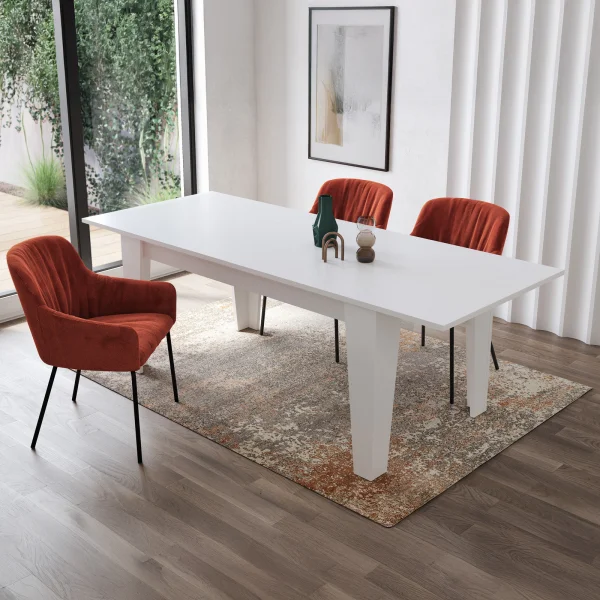 Tavolo da pranzo allungabile 160/220 cm moderno bianco opaco Orbis