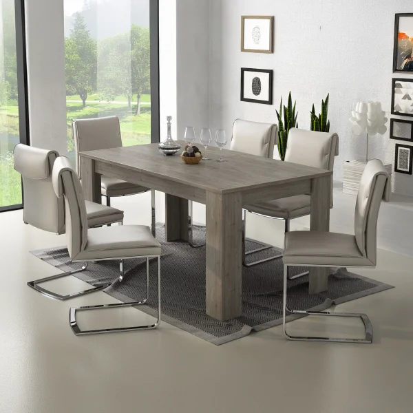 Tavolo da pranzo allungabile 160/220 cm moderno rovere grigio Basalt
