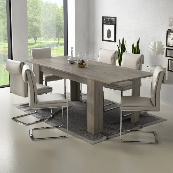 Tavolo da pranzo allungabile 160/220 cm moderno rovere grigio Basalt
