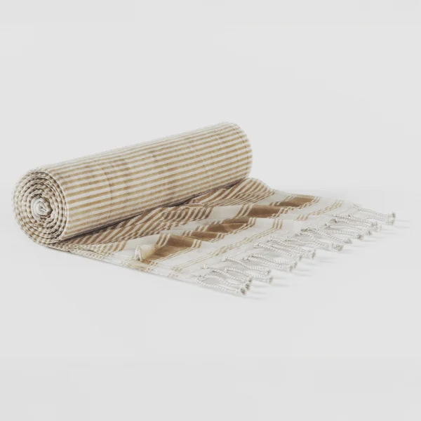 Telo mare rettangolare 90x170cm in cotone e poliestere bianco beige Mykonos