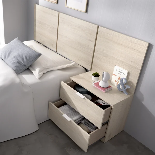 Testiera letto singolo 3 moduli 156cm con comodino 2 cassetti rovere Liberty