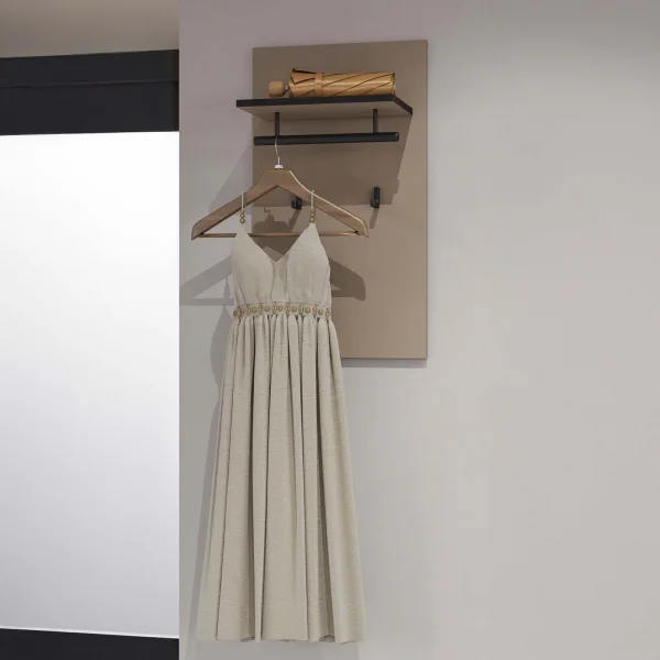 Appendiabiti a parete 40x70h cm con mensola tortora Lolla