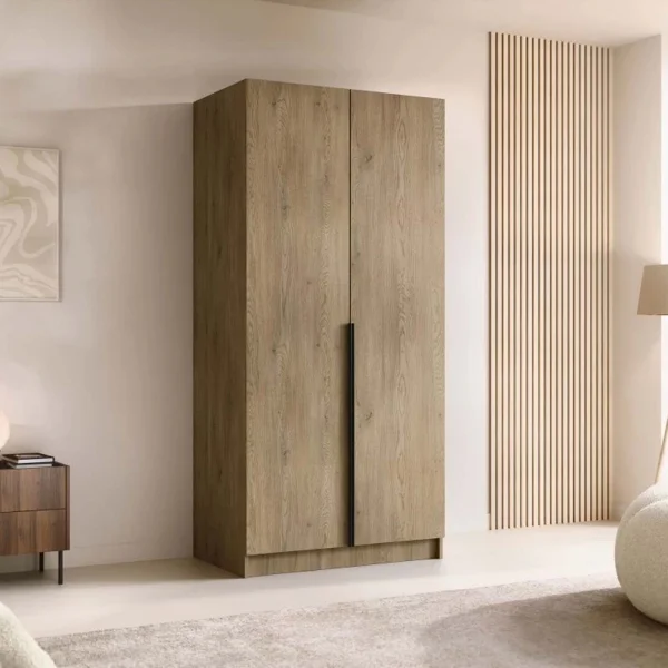 Armadio 100x215h cm 2 ante moderno rovere nero Glammy 4