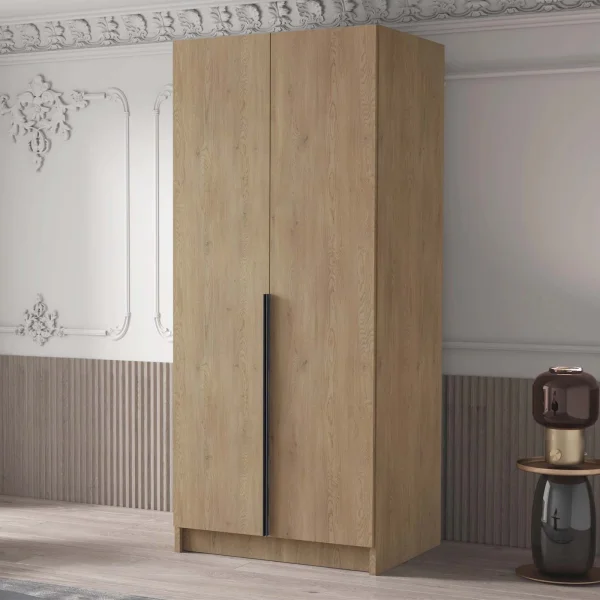 Armadio 100x215h cm 2 ante moderno rovere nero Glammy 4