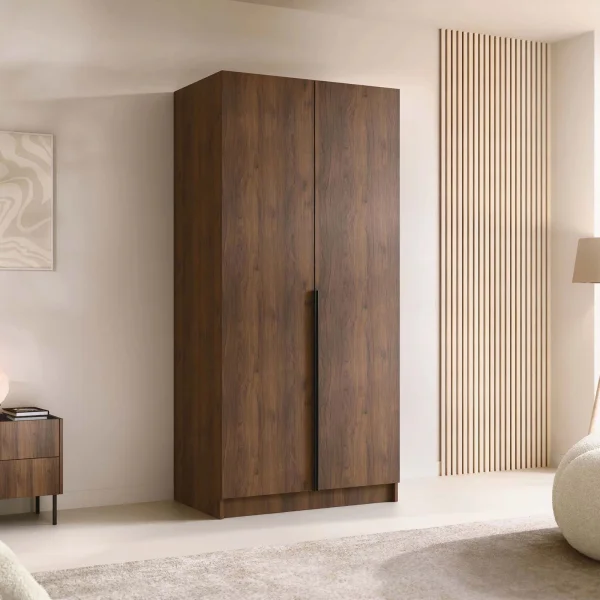 Armadio 100x215h cm 2 ante moderno rovere scuro nero Glammy