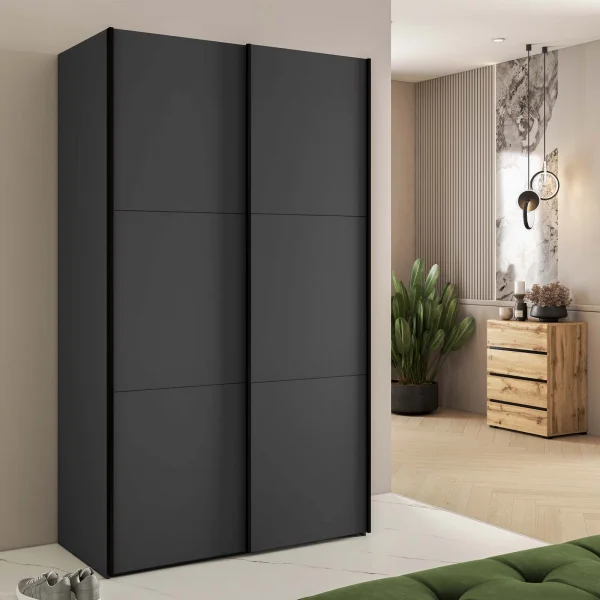 Armadio 120x211h cm 2 ante scorrevoli nero Attitude