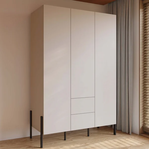 Armadio 139x210h cm 3 ante e 2 cassetti beige cashmere Simple
