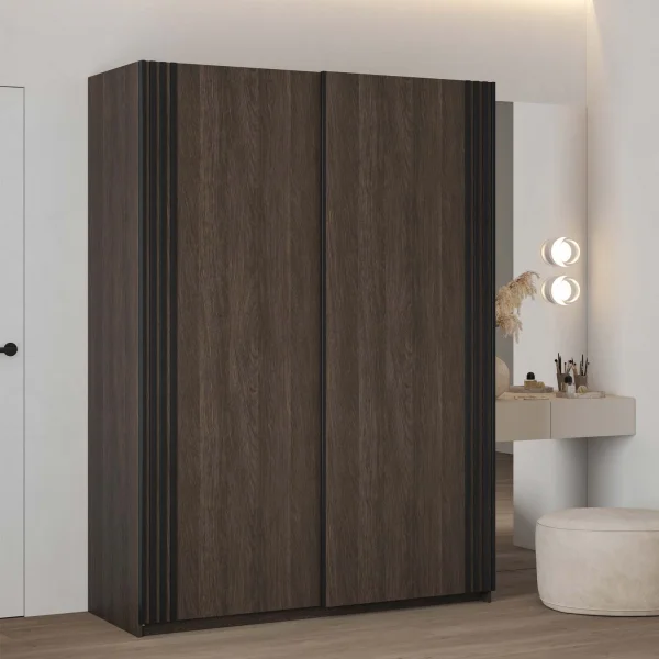 Armadio 150x210h cm 2 ante scorrevoli noce Sansha