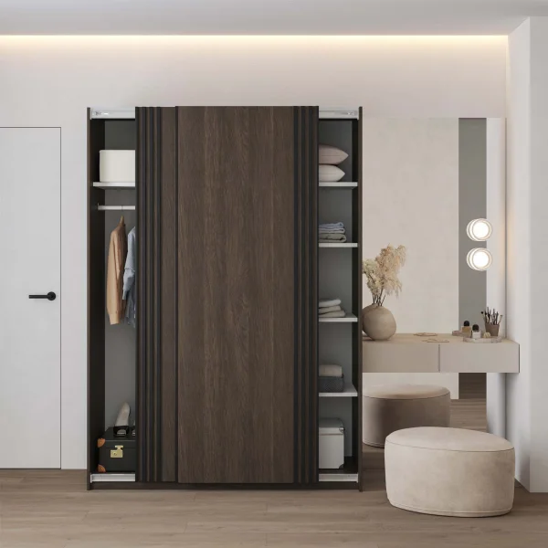 Armadio 150x210h cm 2 ante scorrevoli noce Sansha