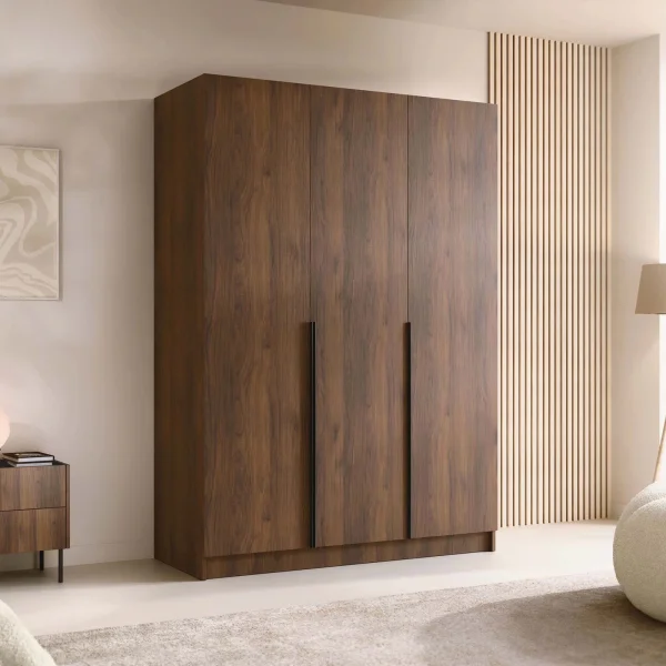 Armadio 150x215h cm 3 ante moderno rovere scuro nero Glammy