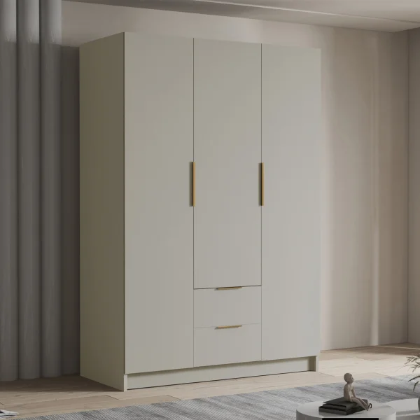 Armadio 150x216h cm 3 ante battenti 2 cassetti beige cashmere Ampy