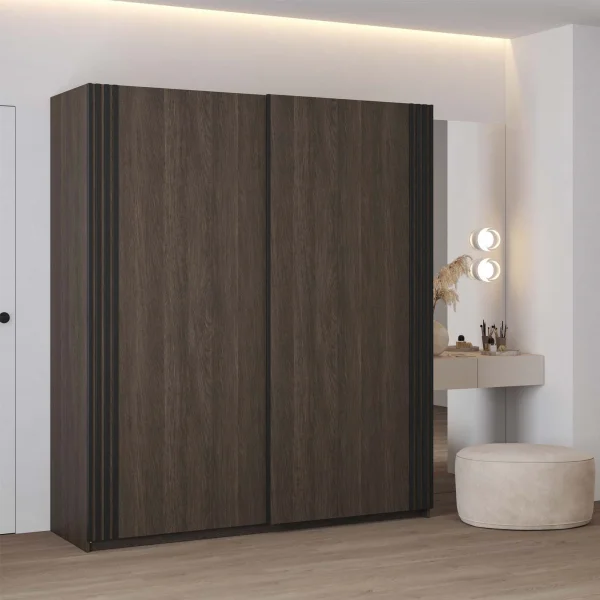 Armadio 180x210h cm 2 ante scorrevoli noce Sansha