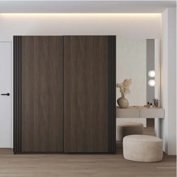 Armadio 180x210h cm 2 ante scorrevoli noce Sansha