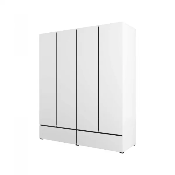 Armadio 180x210h cm 4 ante con 2 cassetti bianco opaco Lolla