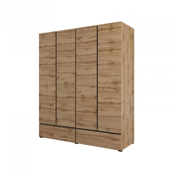 Armadio 180x210h cm 4 ante con 2 cassetti rovere Lolla