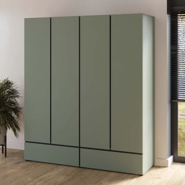 Armadio 180x210h cm 4 ante con 2 cassetti verde Lolla