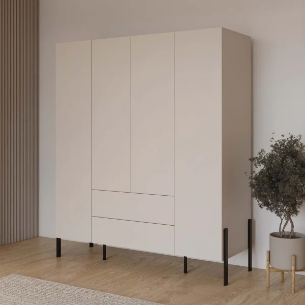 Armadio 184x210h cm 4 ante e 2 cassetti beige cashmere Simple