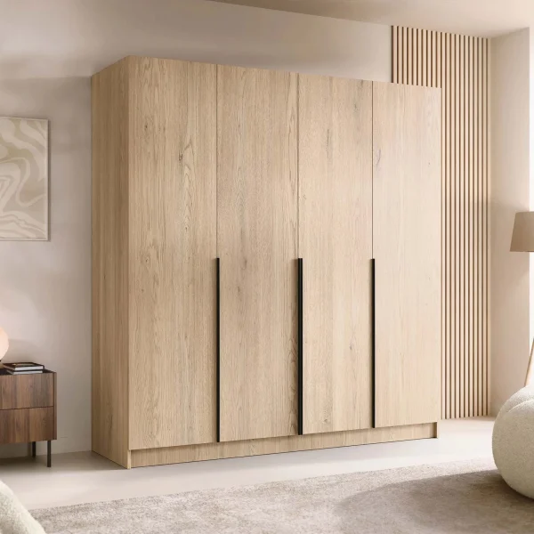 Armadio 200x215h cm 4 ante moderno rovere nero Glammy 4