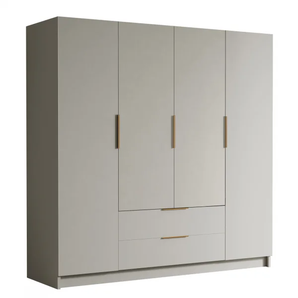 Armadio 200x216h cm 4 ante battenti 2 cassetti beige cashmere Ampy