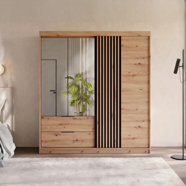 Armadio 203x213h cm 3 ante 2 cassetti rovere Stiky