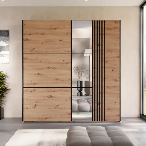 Armadio 203x215h cm 2 ante scorrevoli rovere Duppy