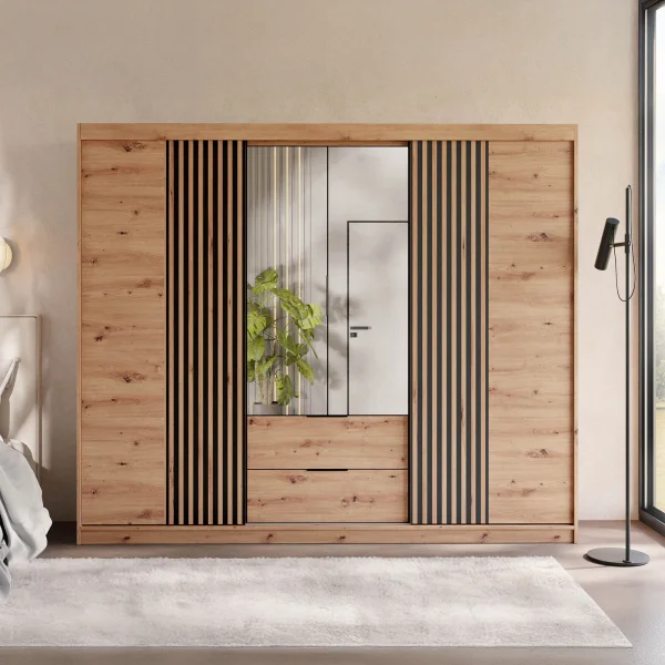 Armadio 250x213h cm 5 ante 2 cassetti rovere Stiky