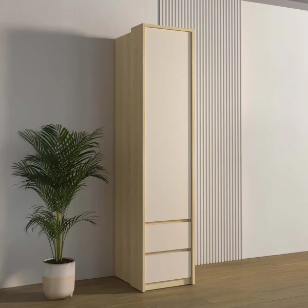 Armadio 45x215h cm 1 anta 2 cassetti beige cashmere rovere Elvira