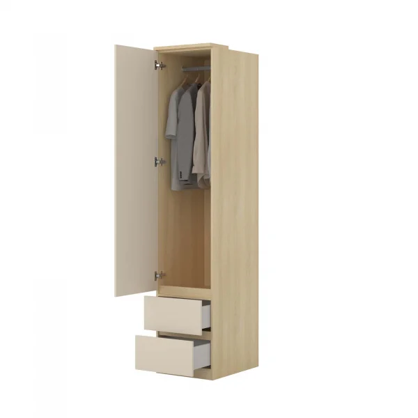 Armadio 45x215h cm 1 anta 2 cassetti beige cashmere rovere Elvira