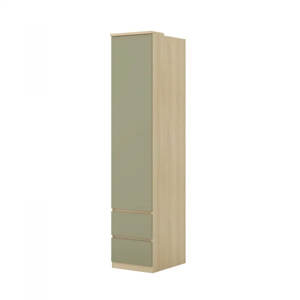 Armadio 45x215h cm 1 anta 2 cassetti verde salvia rovere Elvira