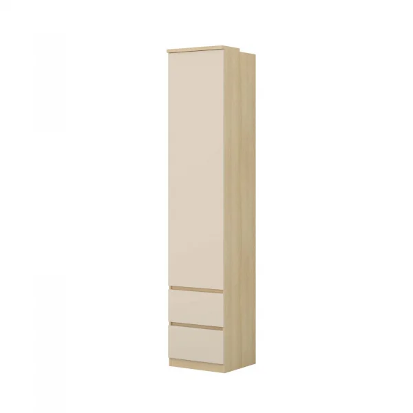 Armadio 45x215h cm 1 anta 2 cassettini beige cashmere rovere Elvira