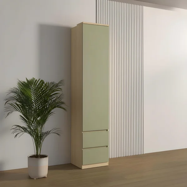 Armadio 45x215h cm 1 anta 2 cassettini verde salvia rovere Elvira