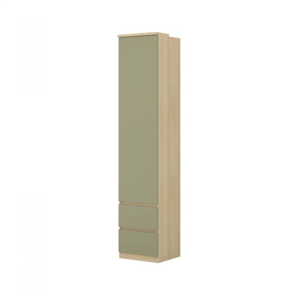 Armadio 45x215h cm 1 anta 2 cassettini verde salvia rovere Elvira