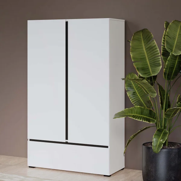 Armadio 89x150h cm 2 ante con cassetto bianco opaco Lolla