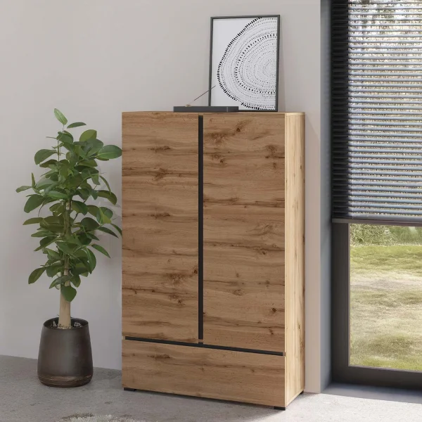 Armadio 89x150h cm 2 ante con cassetto rovere Lolla