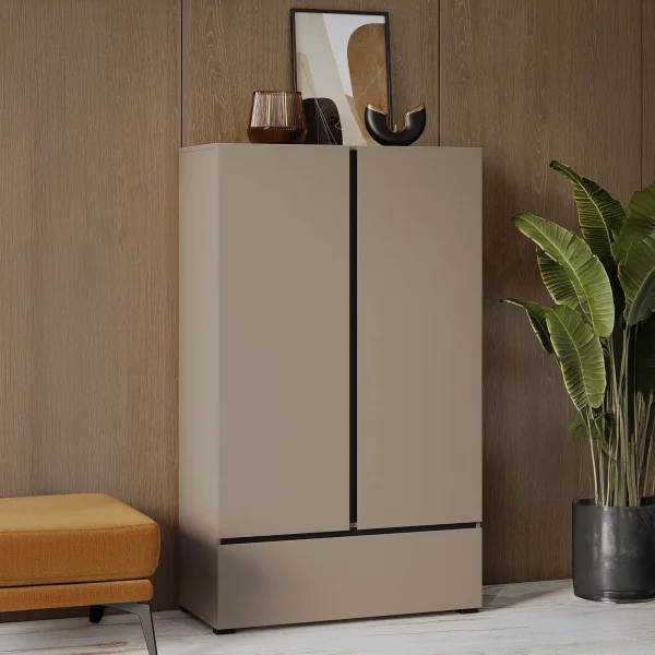 Armadio 89x150h cm 2 ante con cassetto tortora Lolla