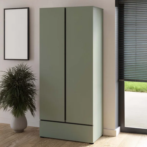 Armadio 89x210h cm 2 ante con cassetto verde Lolla