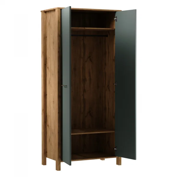 Armadio 90x200h cm 2 ante rovere verde Leave