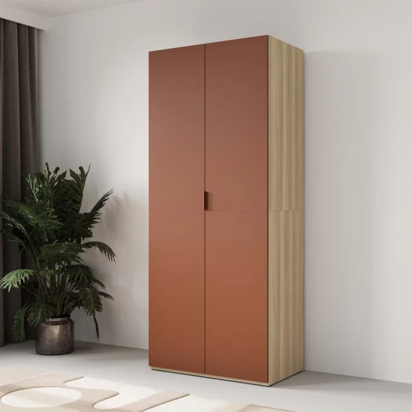 Armadio 90x215h cm 2 ante battenti rosso mattone rovere Niman