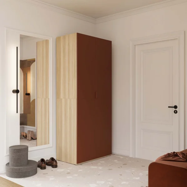 Armadio 90x215h cm 2 ante battenti rosso mattone rovere Niman