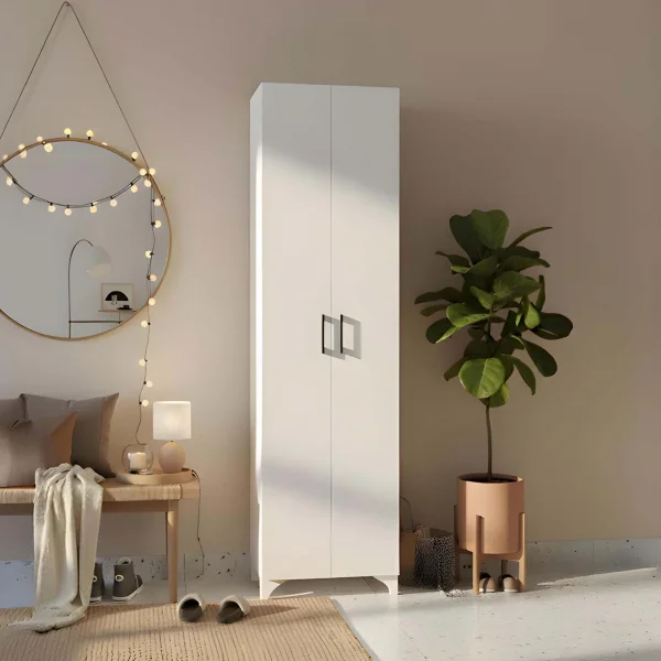 Armadio scarpiera 49x178h cm multifunzione 2 ante bianco Dama