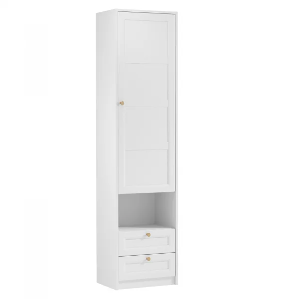 Armadio shabby 54x220h cm con vano comodino bianco Shubo